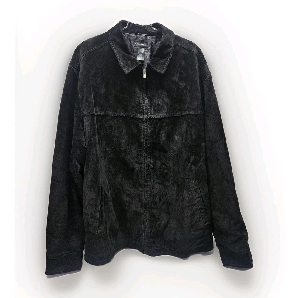 Y2K Vintage Axcess Black Suede Zip Coat Jacket Mens XXL 2XL